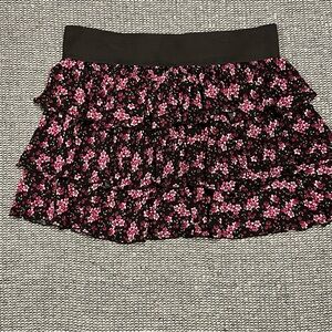 Stargazer Floral Mini Skirt - Black and Pink